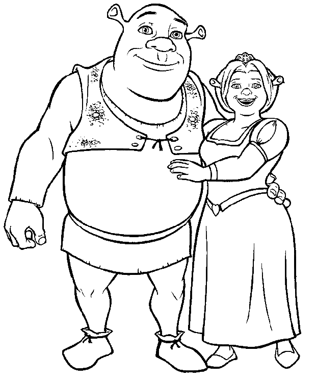 coloriage l ogre shrek et la princesse fiona